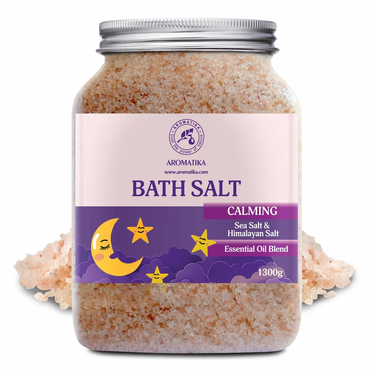 Sales de Baño Calmante 1300g con Aceite Esencial de Sándalo & Lavanda & Bergamota - 100% Sales Naturales Marinas - Relajante - Cuidado Corporal - Cuidado Corporal - Aromaterapia