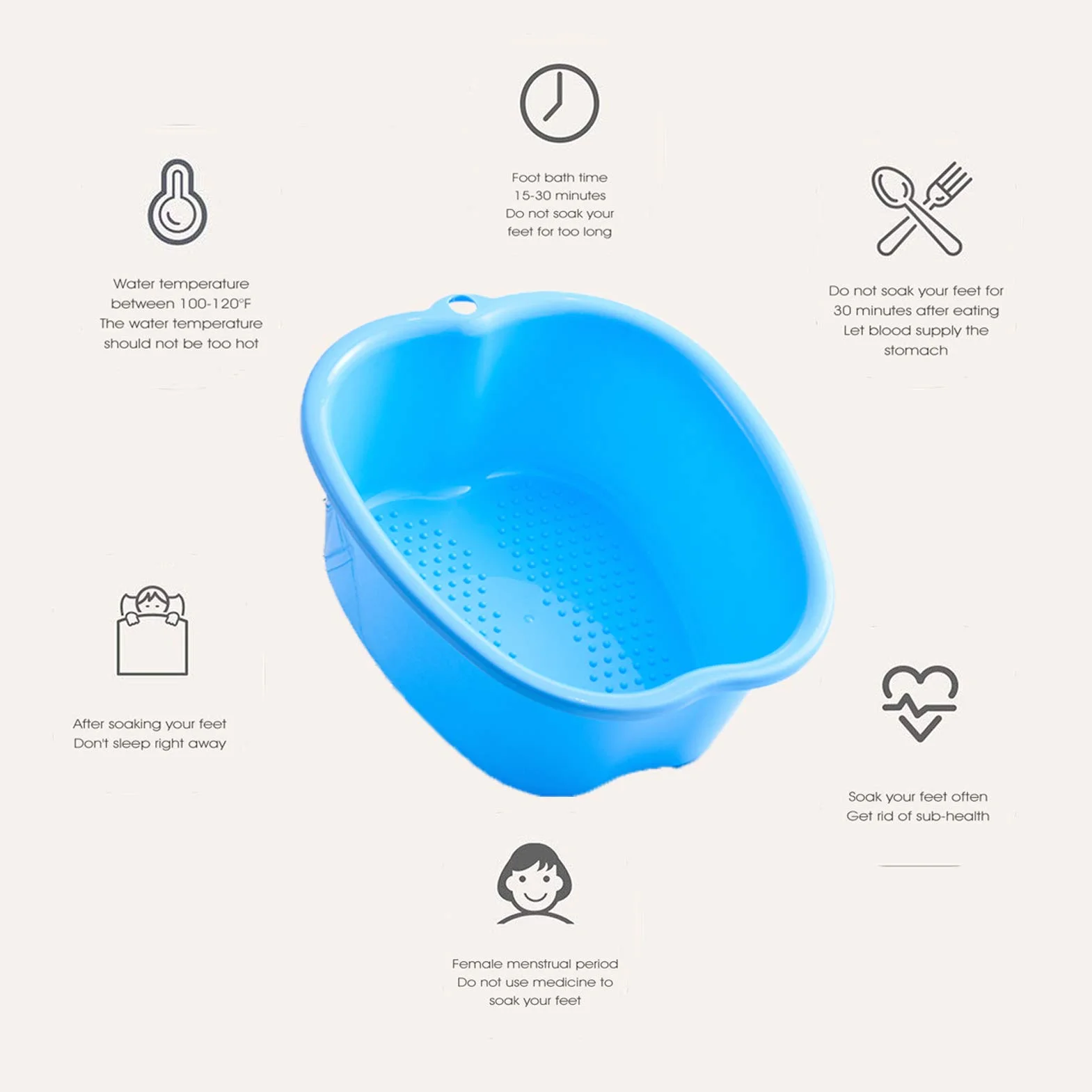 Baños para Pies Lavabo para Pies, Cuenco de SPA Plástico Resistente Baño de Pies para Pedicura Relajarse Desintoxicación y Masaje, Perfecto para Facilitar La Circulación o Relajar Los Músculos (Blue)