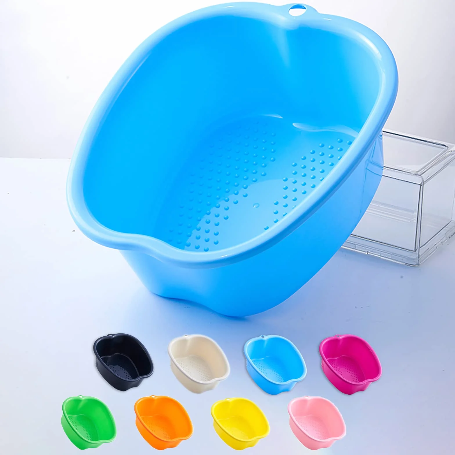 Baños para Pies Lavabo para Pies, Cuenco de SPA Plástico Resistente Baño de Pies para Pedicura Relajarse Desintoxicación y Masaje, Perfecto para Facilitar La Circulación o Relajar Los Músculos (Blue)