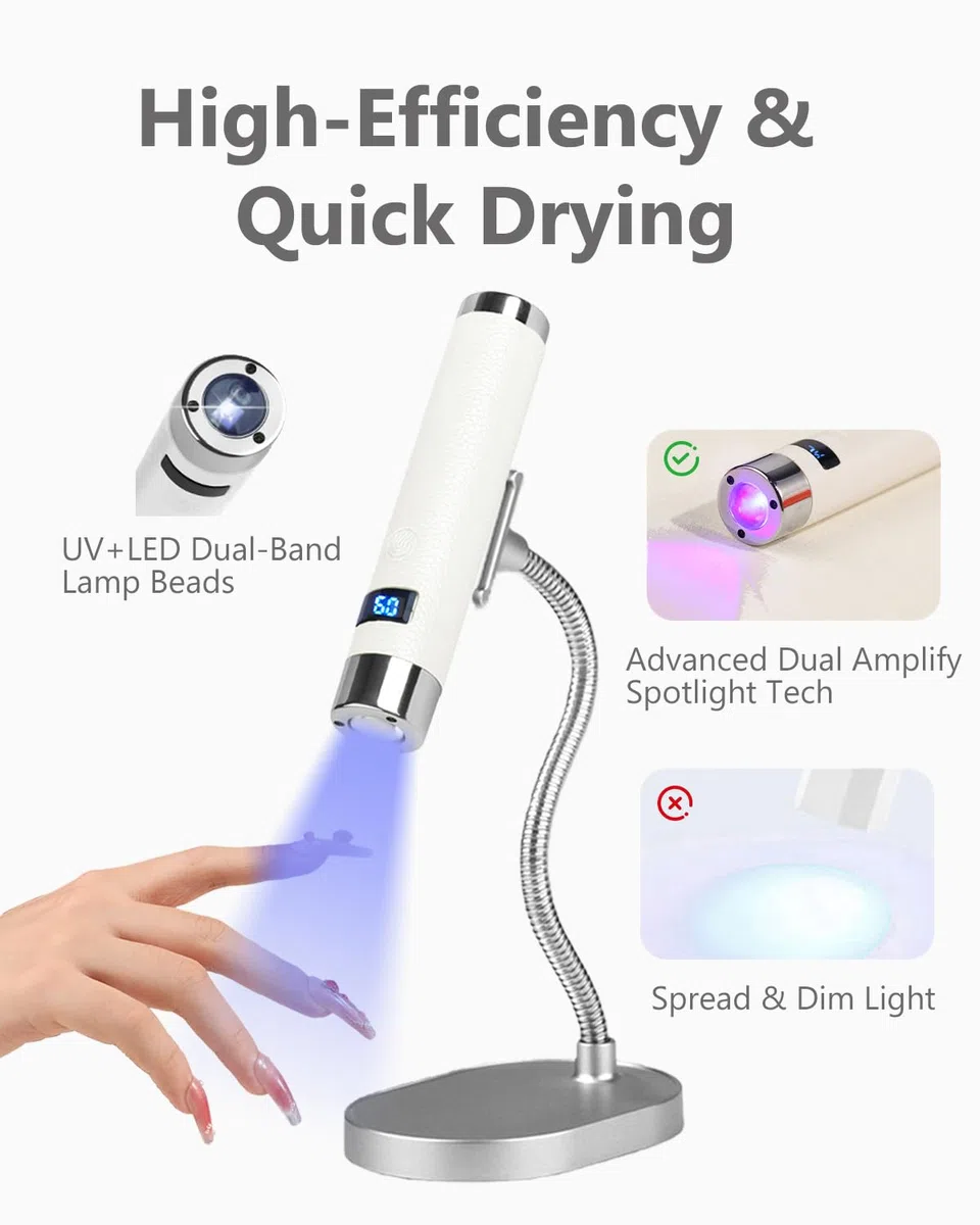 Aokitec Lámpara UV para uñas de gel, sensor AI, lámpara UV, activación sin contacto, 800 mAh, lámpara de uñas para pegamento de uñas, uñas de gel 3D, lámpara UV LED para uñas, lámpara UV LED para uñas