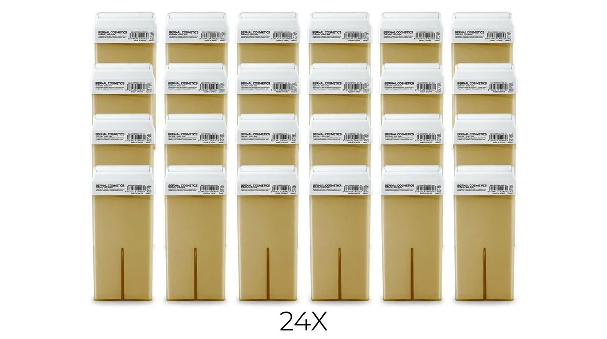 Pack 24 Cartuchos de Cera Roll-On Miel 100ml – Cera Depilatoria Profesional – Recambios Compatibles con Calentador Estándar – Todo Tipo de Piel
