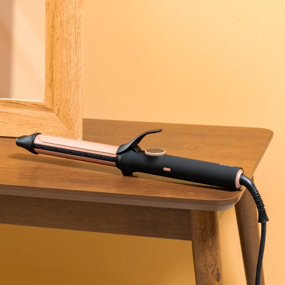 Cecotec Rizador de pelo Bamba SurfCare Curly Sphere. Cilindro de 28 mm de cerámica y turmalina, Menos Frizz, Pantalla, (120ºC-210ºC), Cable giratorio 360º y de 1,8 m, Apagado automático, Punta fría