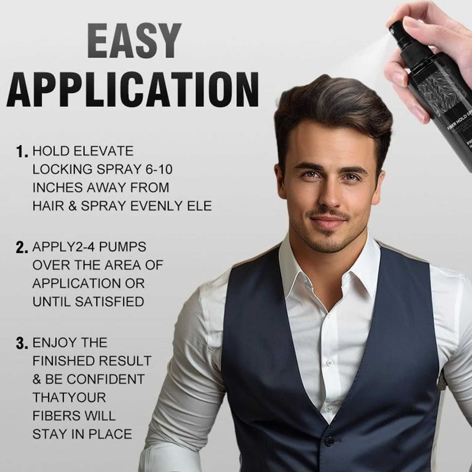 Espray para espesar el cabello (100 ml) para añadir volumen y plenitud, más firme para el cabello con fibras, de secado rápido, niebla espesante para barba calvicie, fijación de peinados