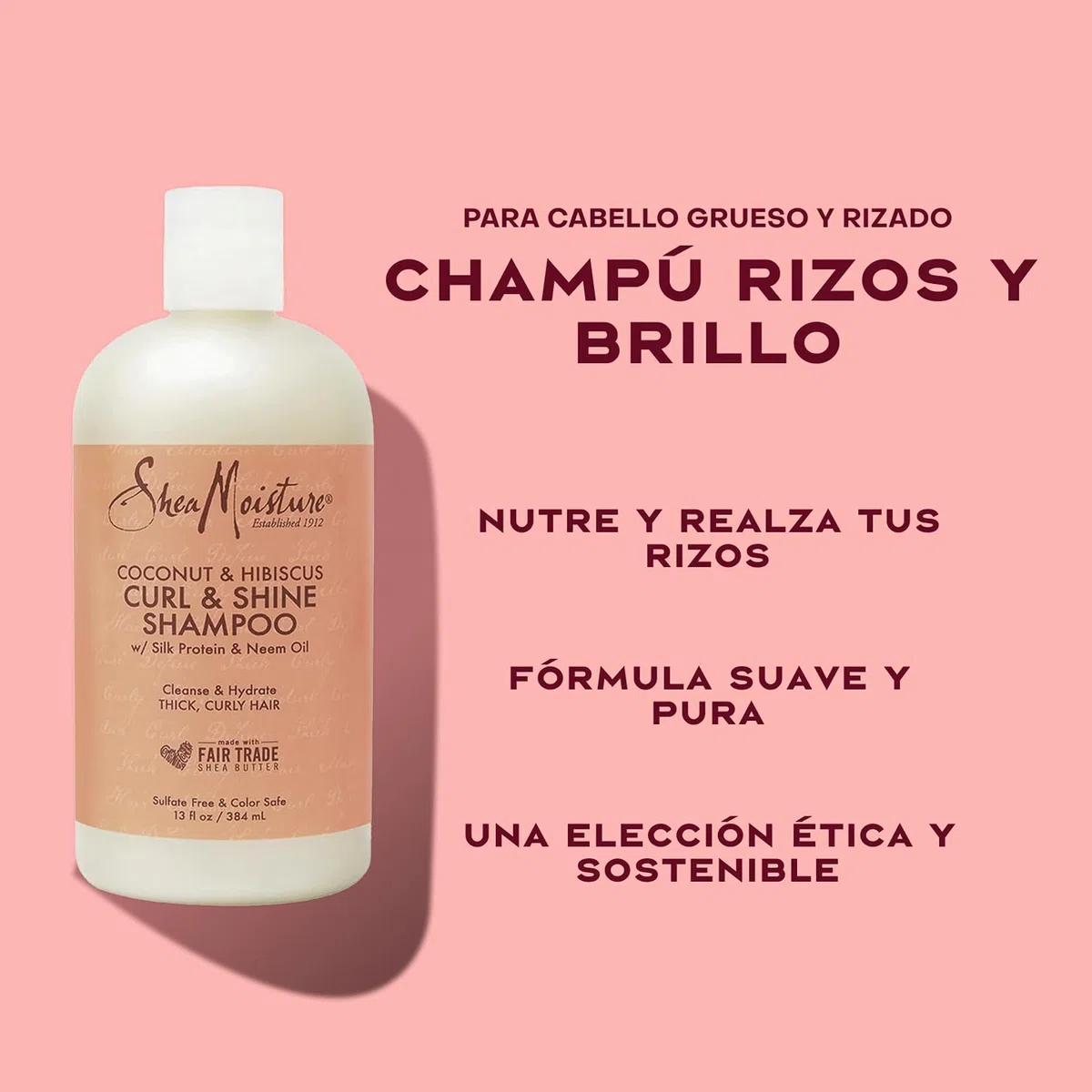 SheaMoisture Champú y Acondicionador para cabello grueso y rizado con Coco e Hibisco pack para el cuidado del cabello 2x 384 ml - 2 productos