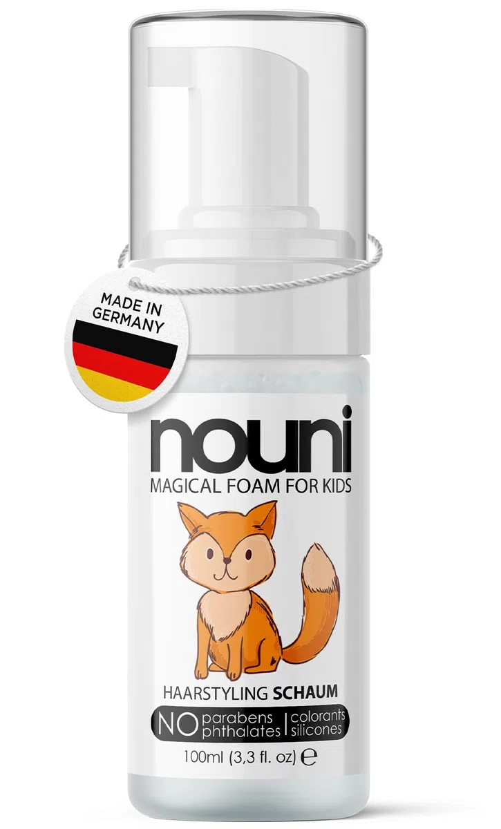 Espuma de peinado para niños | fragancia neutra | sin parabenos, siliconas, sulfatos ni colorantes | vegana | para niñas y niños | nouni kids | 100ml