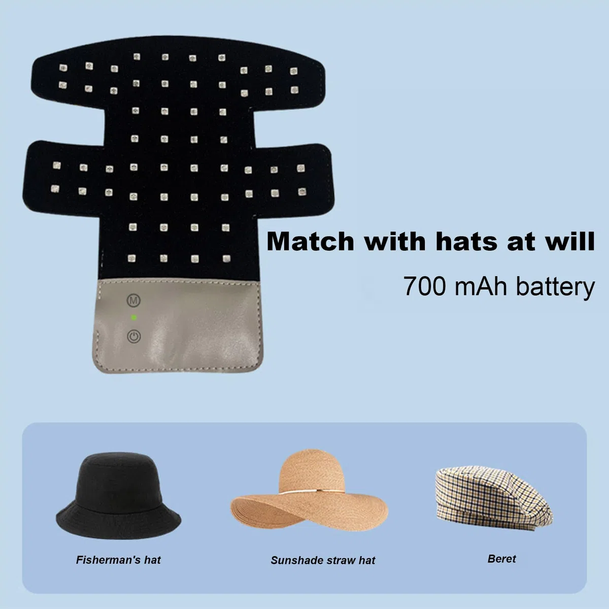 Tapa de terapia de luz para el crecimiento del cabello, tapa infrarroja de 5 V 260 W para evitar la alopecia, dispositivo de crecimiento del cabello evita la alopecia con luz LED para restaurar