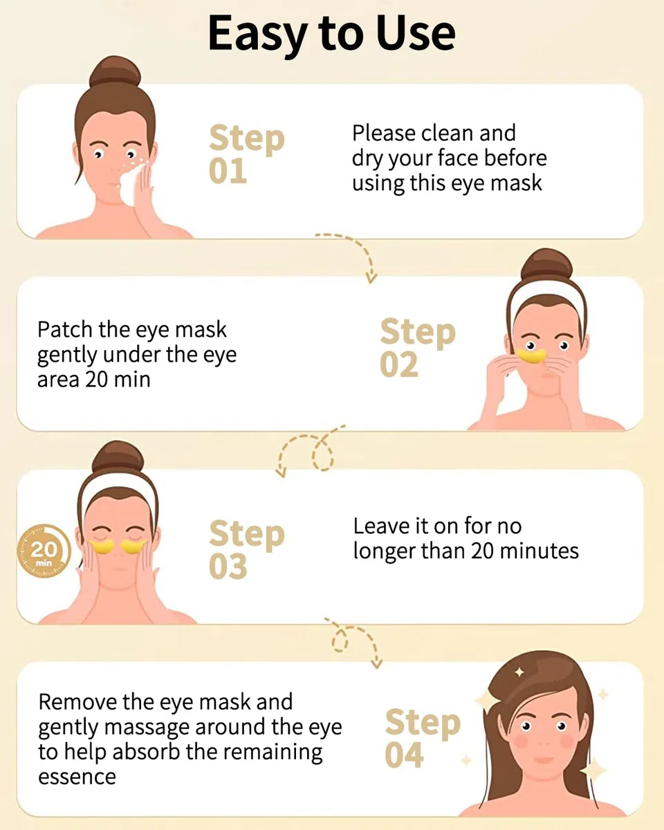 Parches para debajo de los ojos (24 pares) - Mascarillas gel ojos de oro de 24K Cuidado de la piel enriquecido con abundante colágeno, ácido hialurónico almohadillas