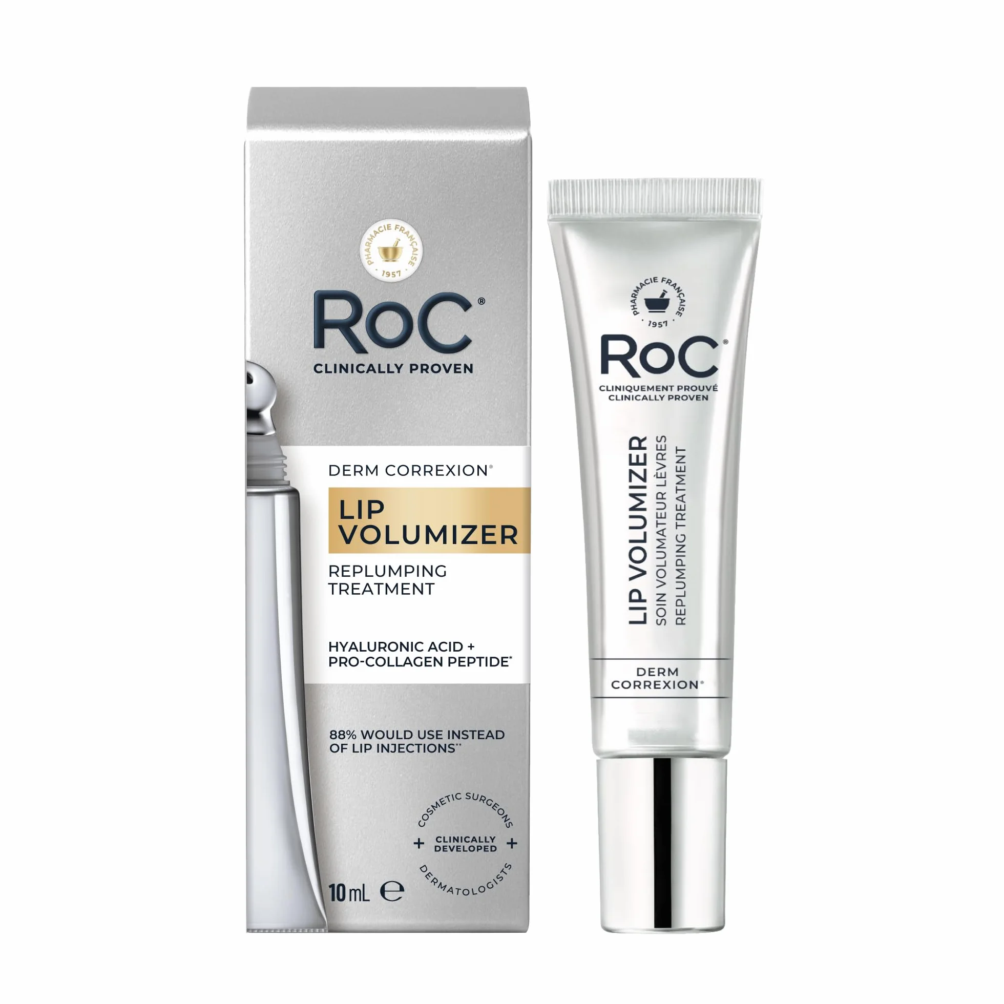 RoC Derm Correxion Lip Volumizer | Bálsamo Rellenador para Labios con Ácido Hialurónico y Péptidos de Colágeno | 10 ml