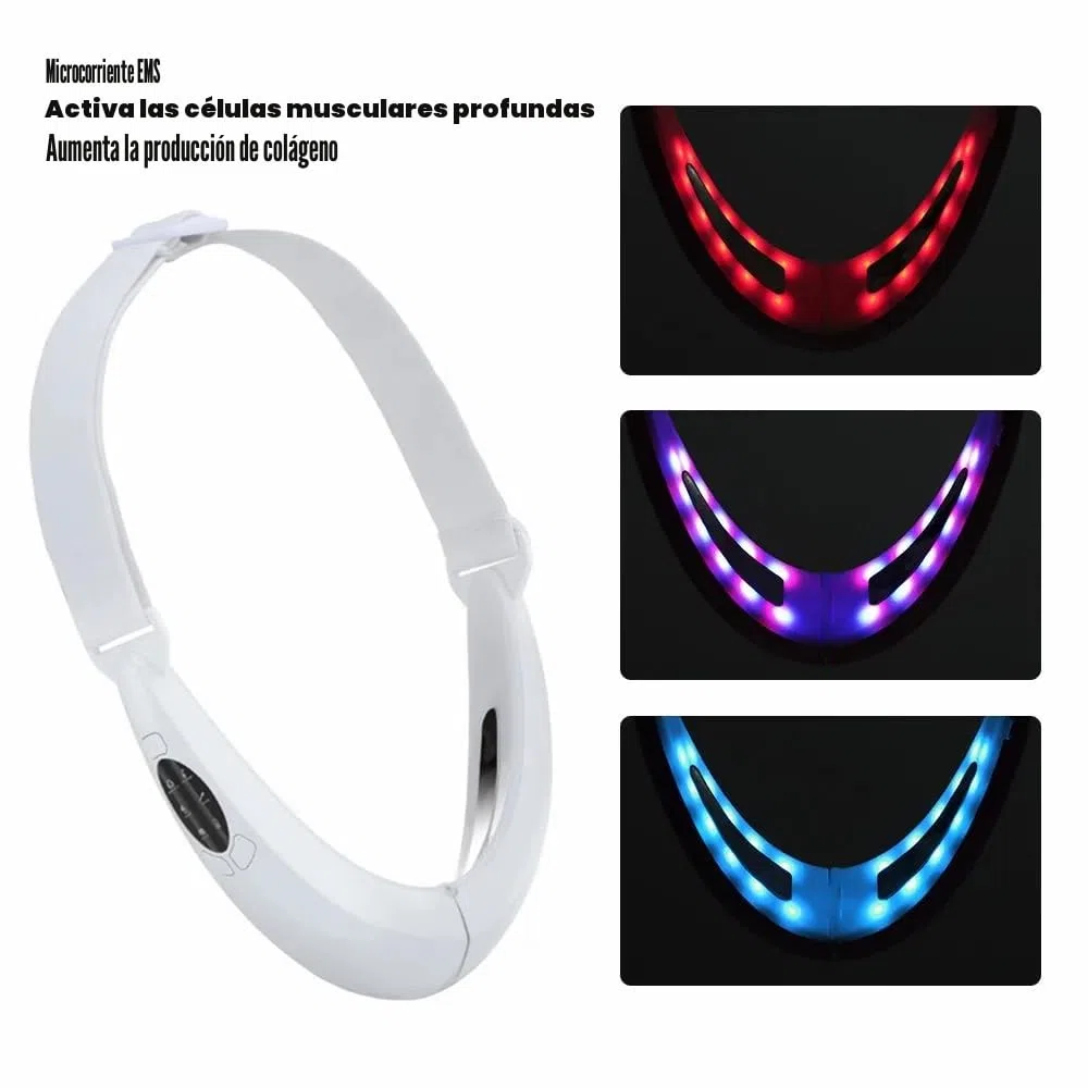 Reductor de Papada Masajeador Facial Electrico,Fototerapia Roja y Azul EMS Masajeador Facial Compresas calientes,45℃ Antiarrugas Belleza Dispositivo Reductor De Papada Lifting para Líneas del Cuello