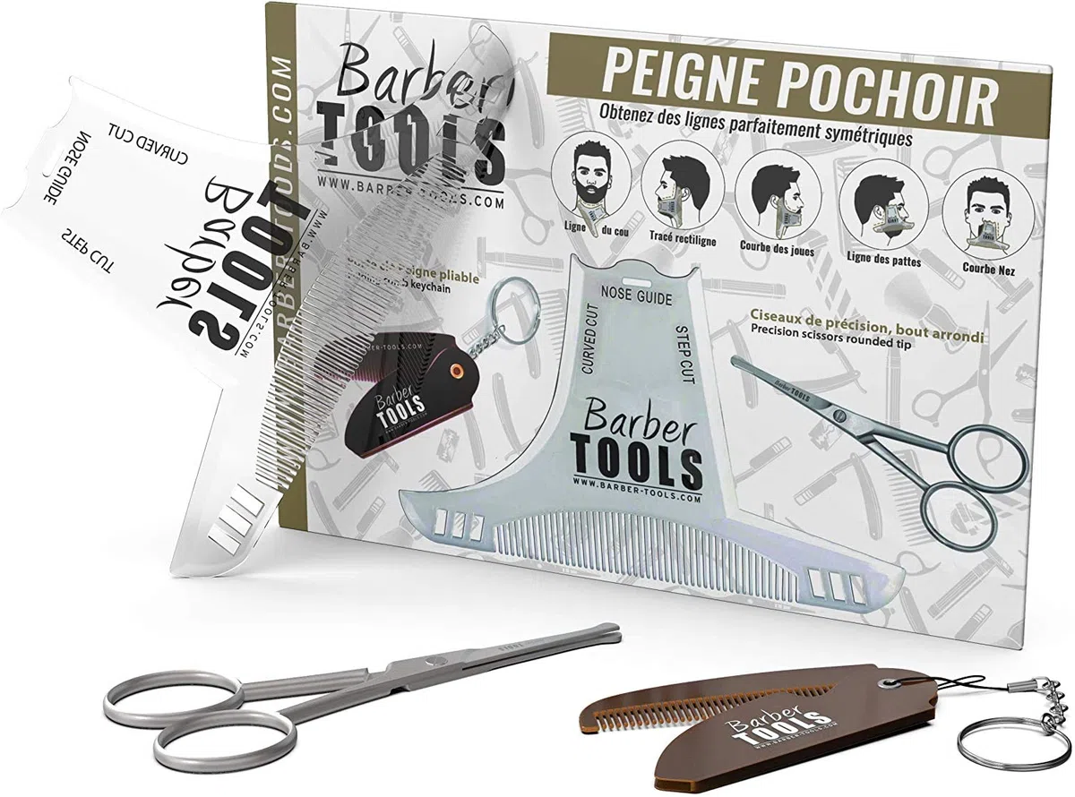 ✮ BARBER TOOLS ✮ Kit/Set/Estuche de arreglo y cuidado de la barba y afeitarse | Cosmético Made in French
