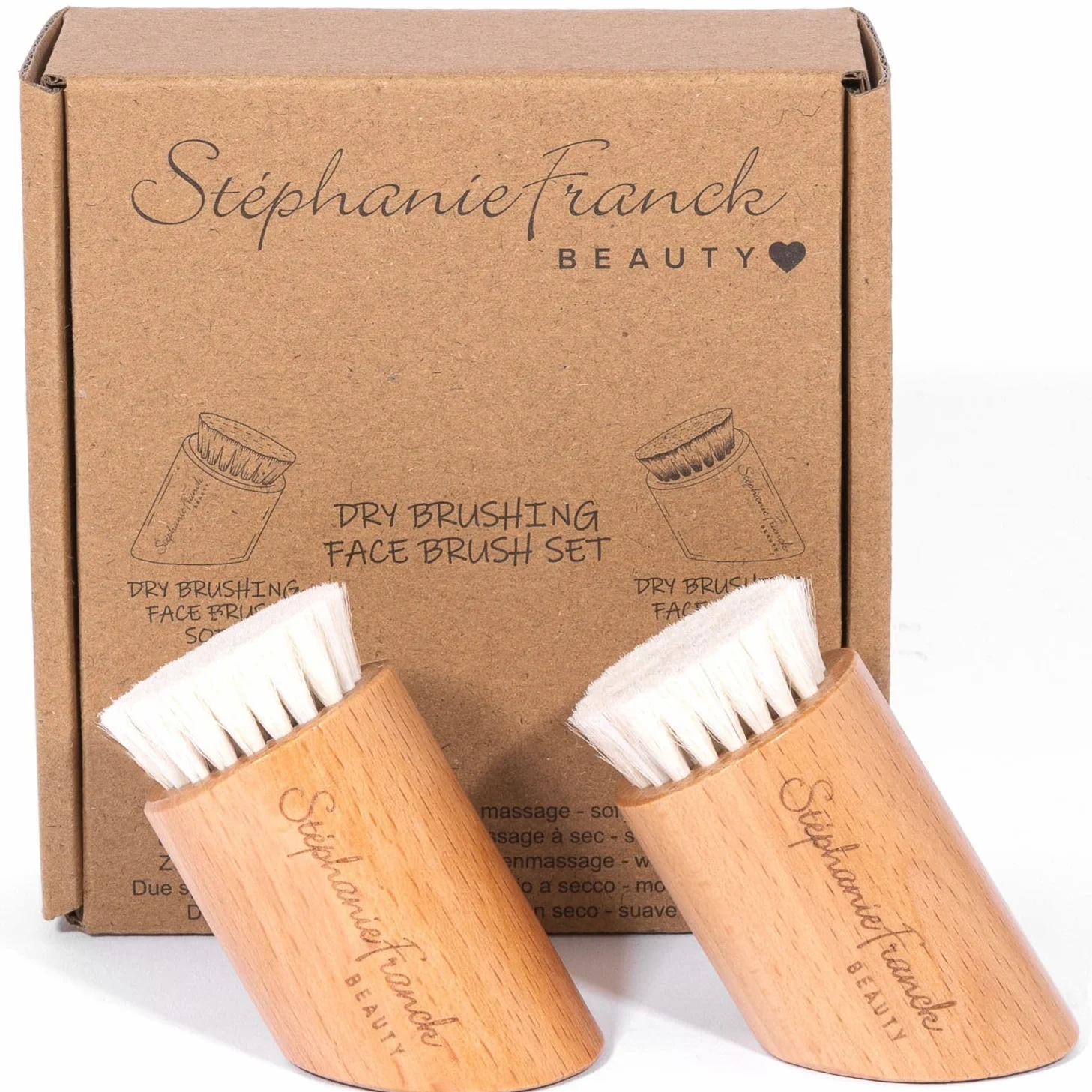 Set de 2 Cepillos Faciales de Madera con Cerdas Naturales de Cabra, Exfoliante y Masaje Suave para Piel Sensible, Rutina Skincare Natural y Regalo Mujer
