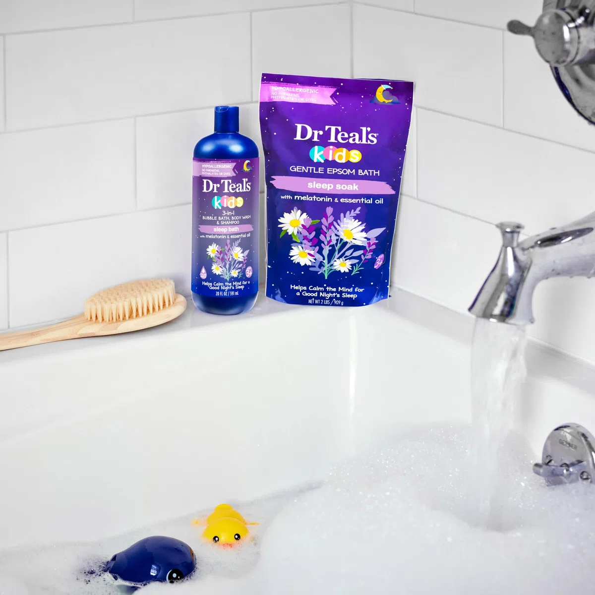Dr Teal's Kids 3 en 1 Bubble Bath, Body Wash & Champú, Sleep Blend with Melatonin, Lavender & Chamomile Essential Oil, 20 fl (paquete de 3)