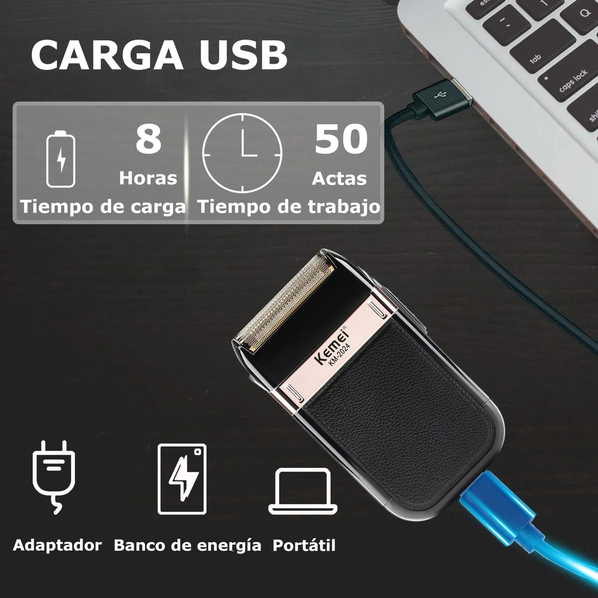 KEMEI afeitadora electrica hombre, afeitadora de láminas a prueba de agua,maquina de afeitar recargables sin cable, Regalos para el Día del Padre