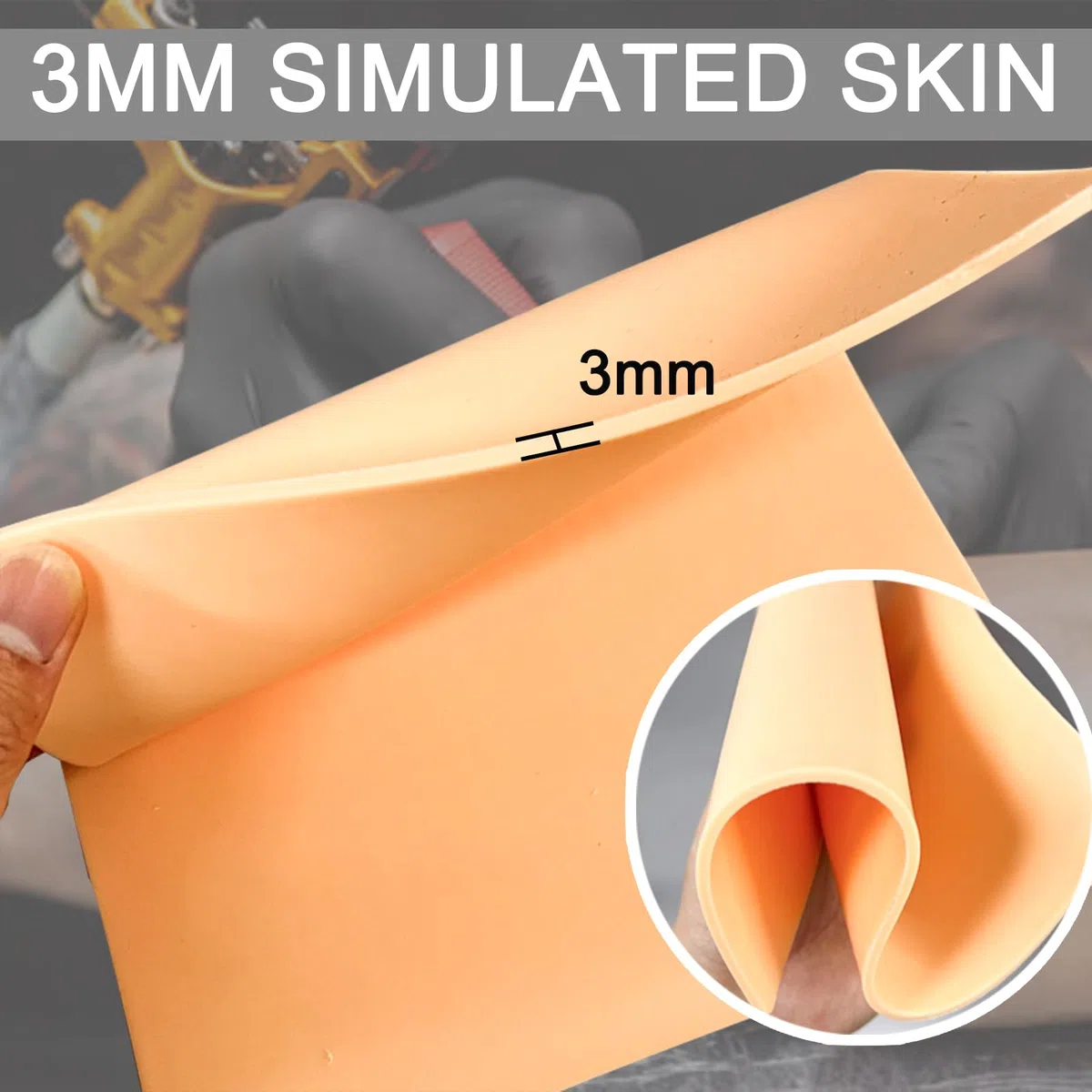 Joyeee Piel Sintetica Tatuaje, 6pcs 3mm Doble Cara Profesional Silicona Piel Sintetica Tatuaje 20 X 30cm con 10pcs Papel Transfer Tattoo para Tatuadores Principiantes y Experimentados