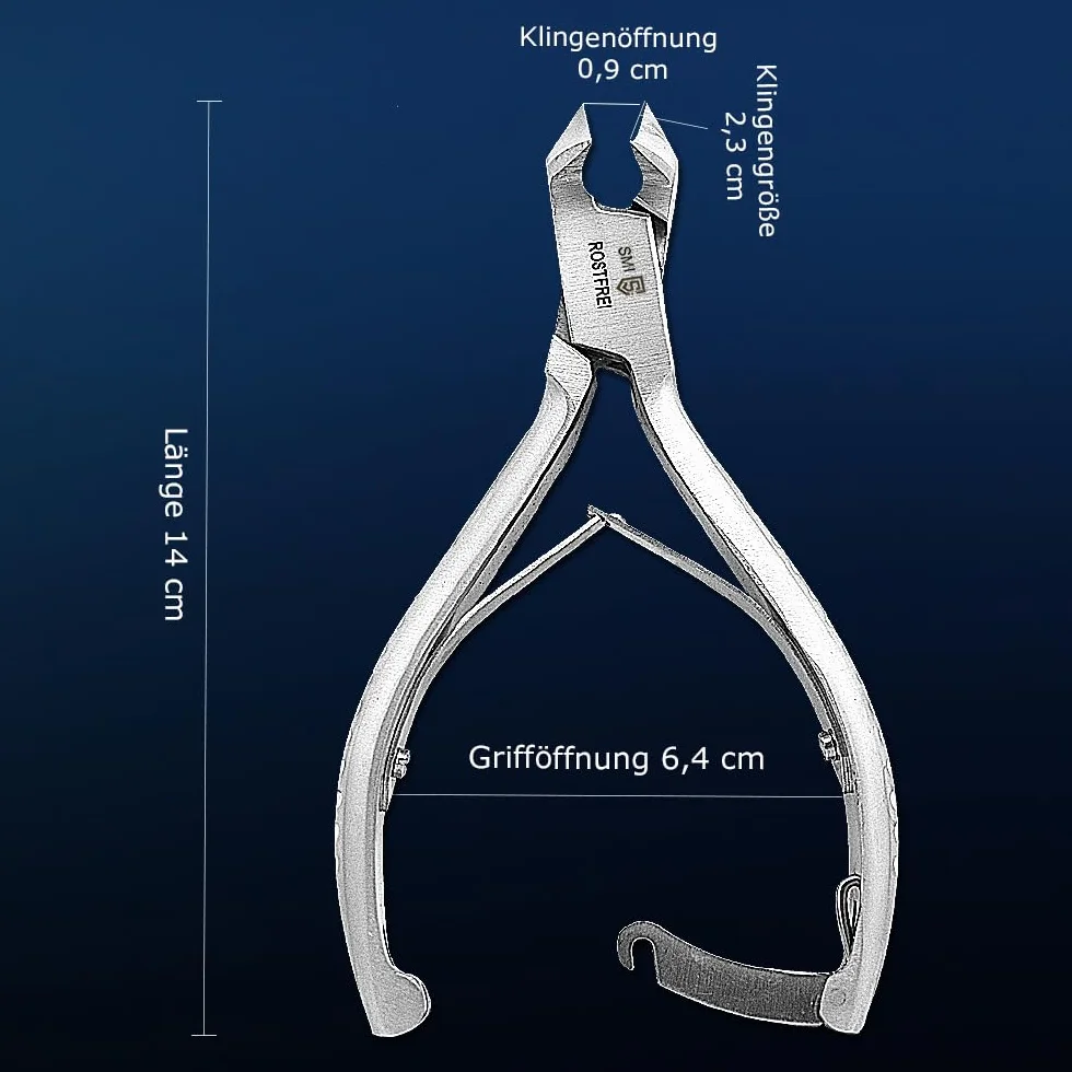 SMI Alicates Cortauñas Profesional para Pies Cabezal Curvo 14 cm, Podología Cortaúñas de Pies para Uñas Gruesas y Encarnadas, Herramienta de Precisión Acero Inoxidable con Bloqueo Niños