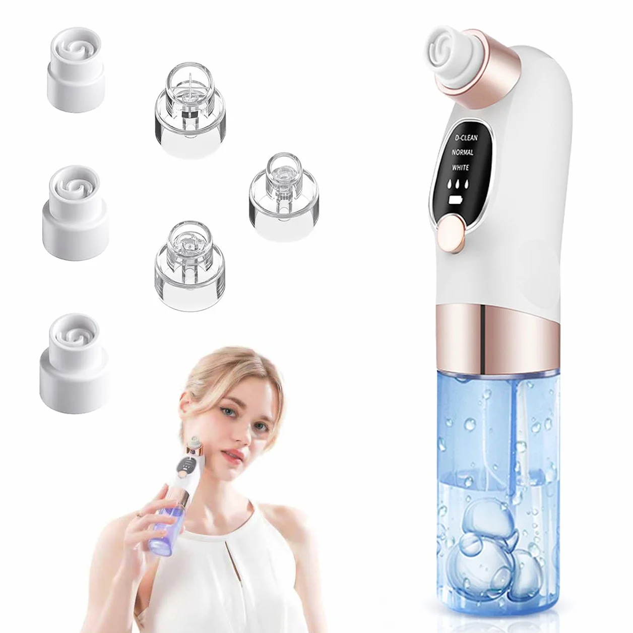 Succionador de Puntos Negros, Limpiador de Poros Facial Eléctrico Con 6 Cabezales 3 Modos, Extractor de Puntos Negros Facial para Eliminars Puntos Negro, Comedones y El Acné Graso