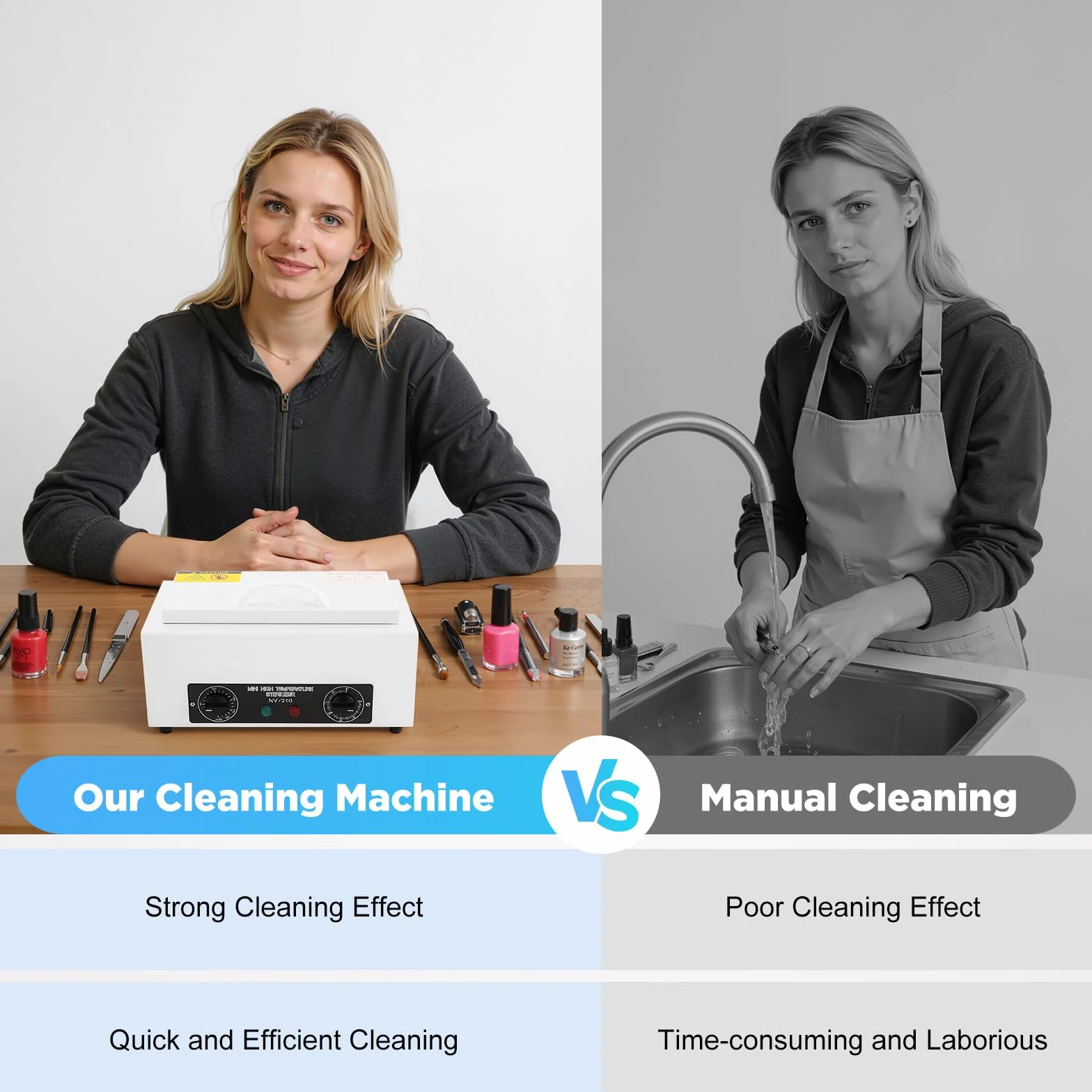 MINRS Esterilizador de aire caliente de 300 W, esterilizador de calor seco, desinfección 220 ℃ con temporizador, dispositivo de esterilización para uñas, para salones de belleza, salones de uñas,