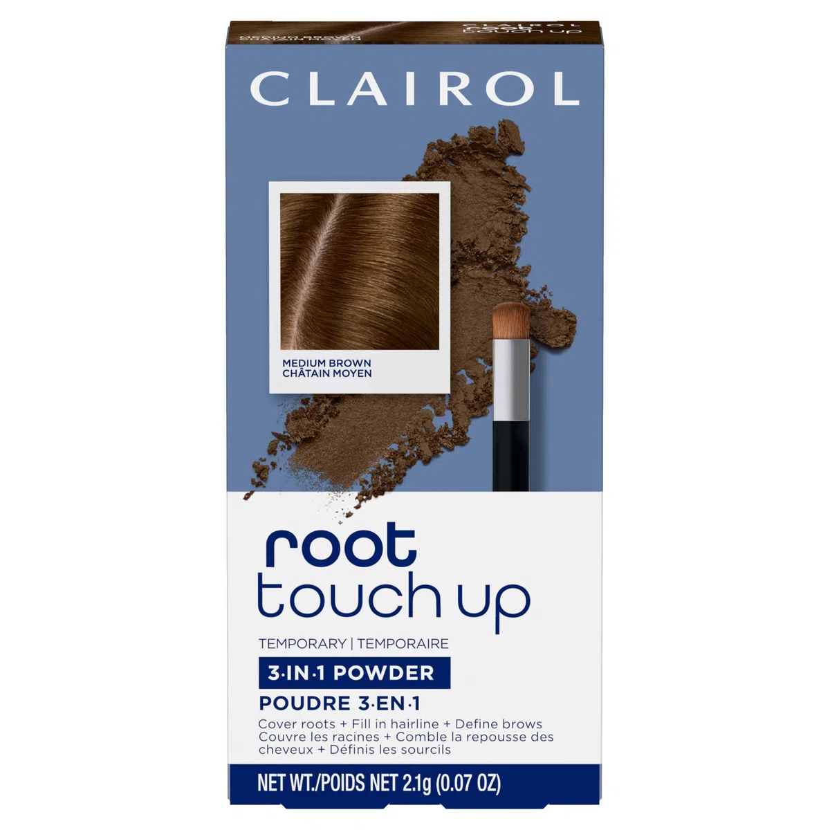 Clairol Root Touch-Up - Polvo corrector de retoque de raíces, marrón medio, 1 unidad