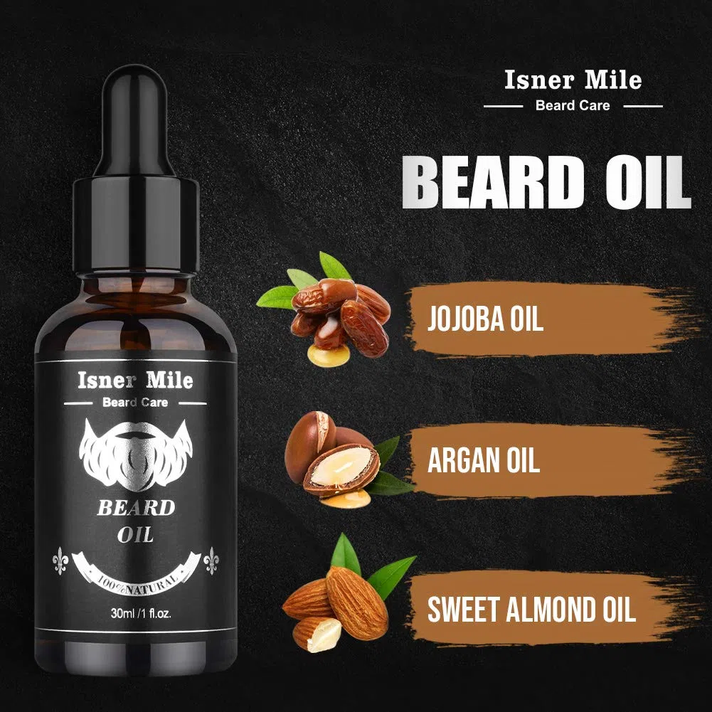 Kit De Barba Para Hombre Con Aceite De Barba, Peine De Barba, BáLsamo De Barba