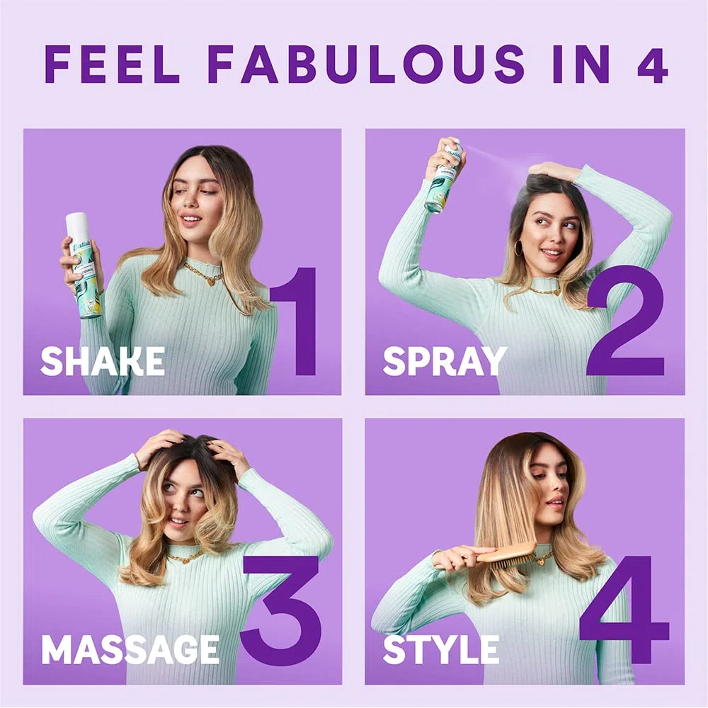 Champú en seco Batiste Clean & Classic Original, cabello fresco para todos los tipos de cabello (6 x 200 ml)