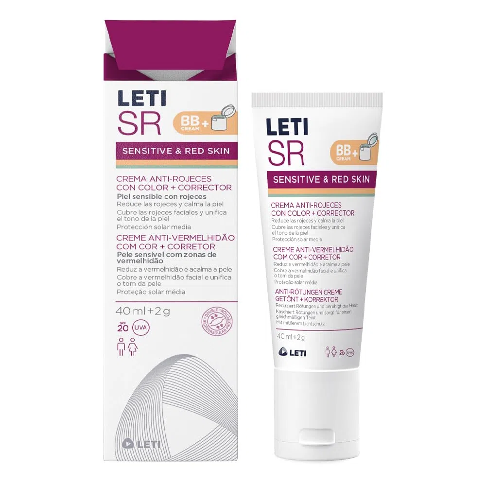 LETI Sr - Crema Anti Rojeces, Bb De Cuidado, Bálsamo Para Imperfecciones + Corrector, 40 Ml, Único