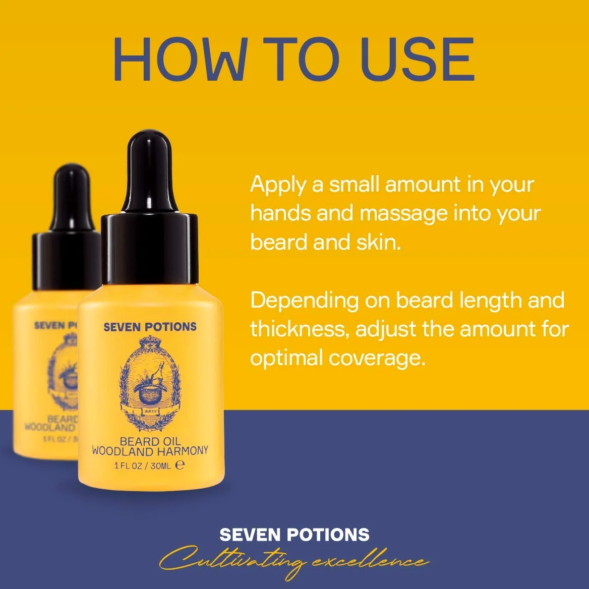 Aceite para Barba Prémium para Hombres de Seven Potions - Suavizante Aceite de Jojoba para Nutrir la Piel, el Pelo, y Evitar la Picazón de la Barba - Natural, Vegano (Woodland Harmony) (30ml)