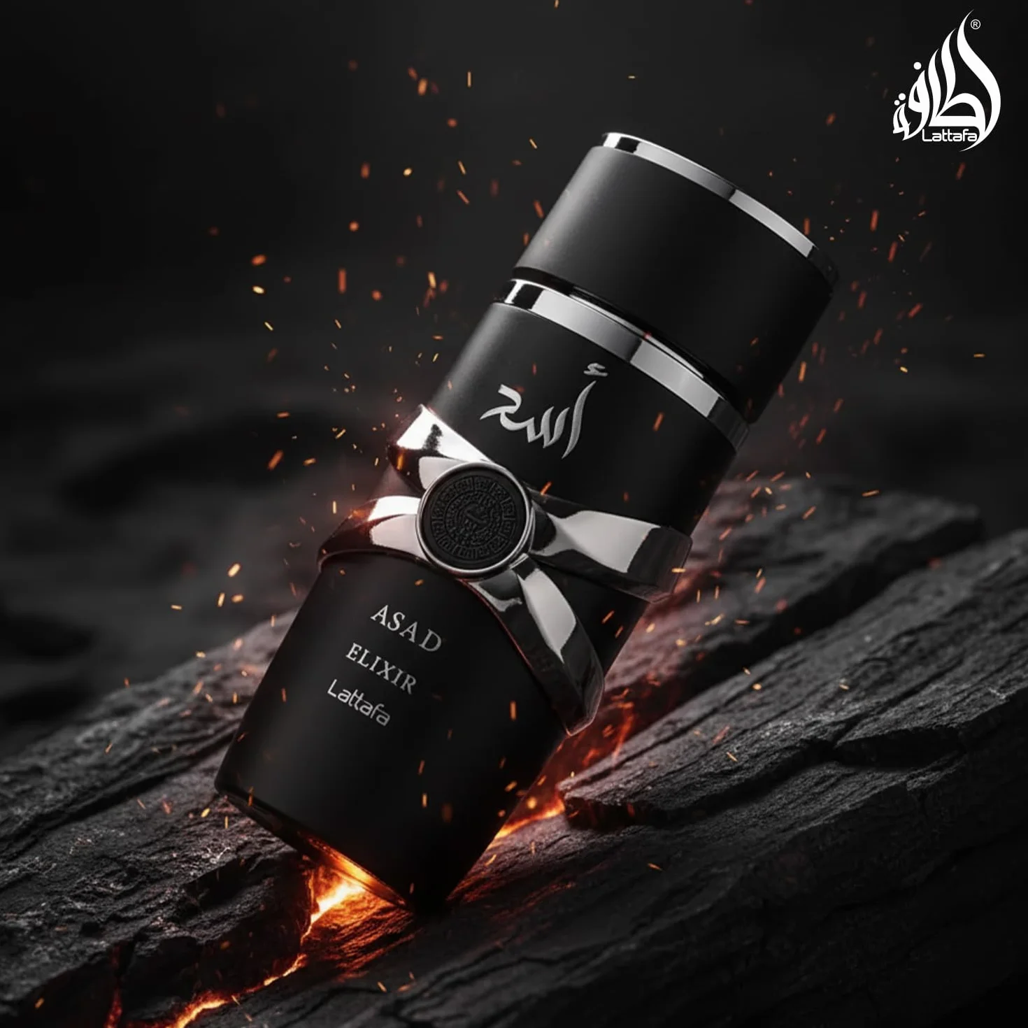 Lattafa Asad Elixir, Eau de Parfum, Negro, Botella de perfume lujosa, 100 ml