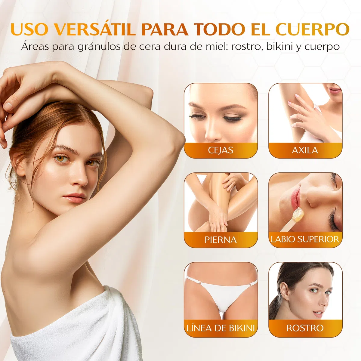 DERMAWAX Cera Depilatoria Profesional con Miel 1 kg – Para Mujeres y Hombres, Sin Bandas, Baja Temperatura, Depilación Facial, Corporal e Íntima – Made in Italy