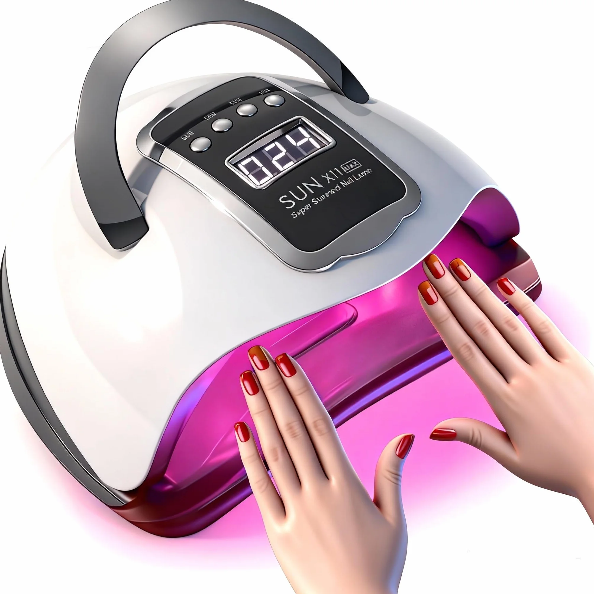 Lámpara de uñas LED UV de 280 W, secador de uñas para esmalte de gel, con 66 perlas de lámpara y sensor automático, 4 temporizadores, herramientas profesionales para decoración de uñas