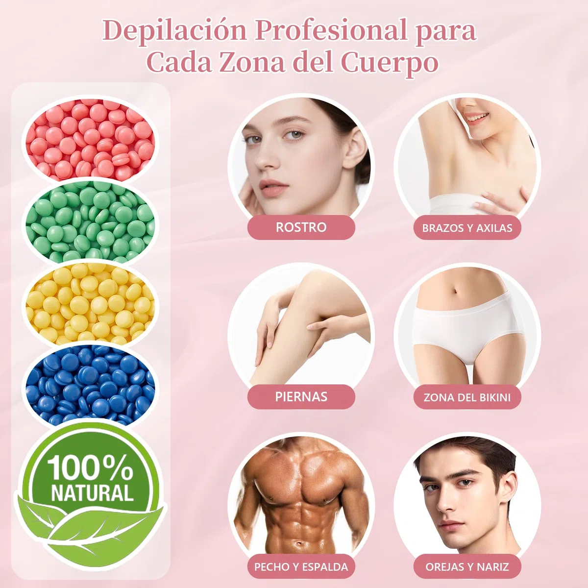 Juego de depilación profesional Wachsgerät Calentador de Cera Depilatoria - Máquina de Cera Caliente para Depilar con 4x100g Cera Depilatoria