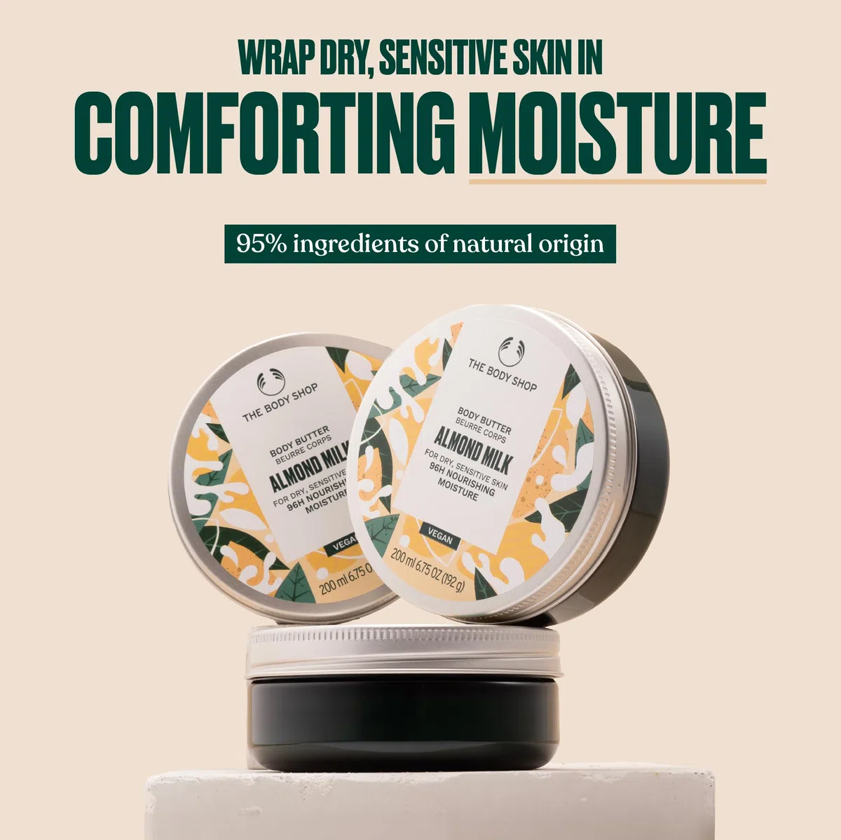 The Body Shop ALMOND MILK Body Butter Leche de almendras para pieles secas y sensibles96H Hidratante Karité Aceite Sésamo Cosmética Vegana Envase 200 ml