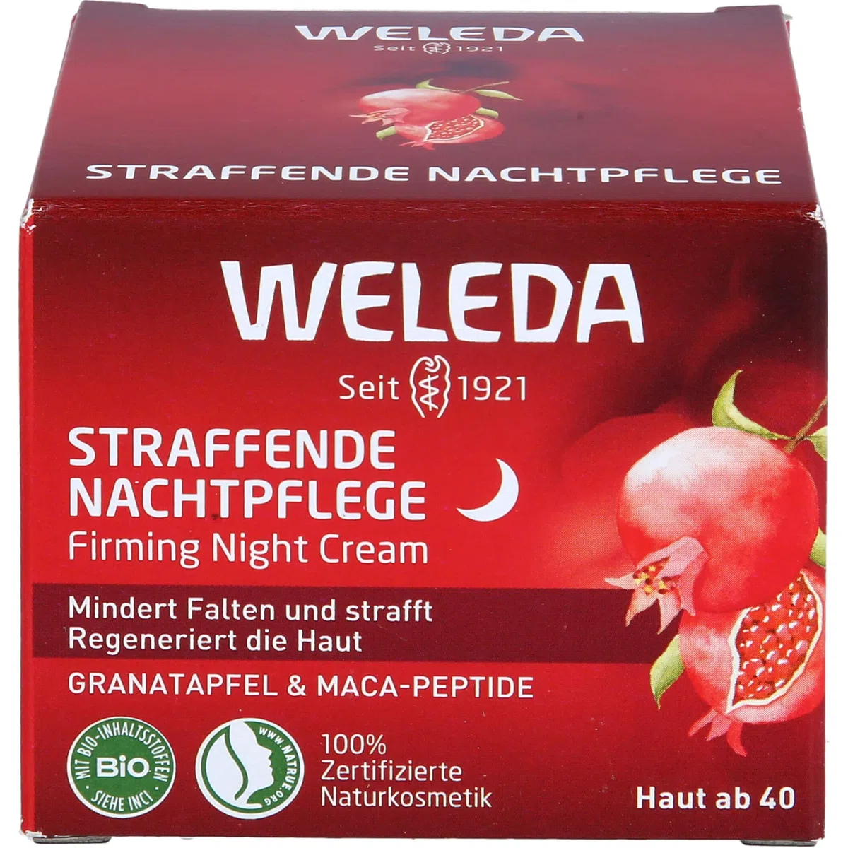 Weleda - Crema de Noche Reafirmante de Granada, Reduce Líneas de Expresión y Arrugas, Regenera la Piel, Hidrata y Nutre, con Aceite de Granada y Péptidos de Maca, Tratamiento Natural - 40 ml