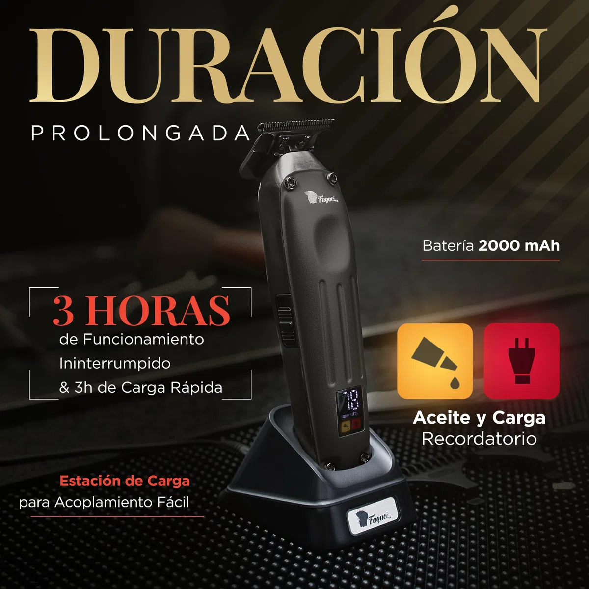 Fagaci Trimmer Profesional Zero Gap, Maquina de Cortar Pelo Hombre 0mm con 5 Veces más Duración del Filo, Cortapelos hombre con Motor sin Escobillas, Cortadora de Pelo Hombre con Cuchilla en T