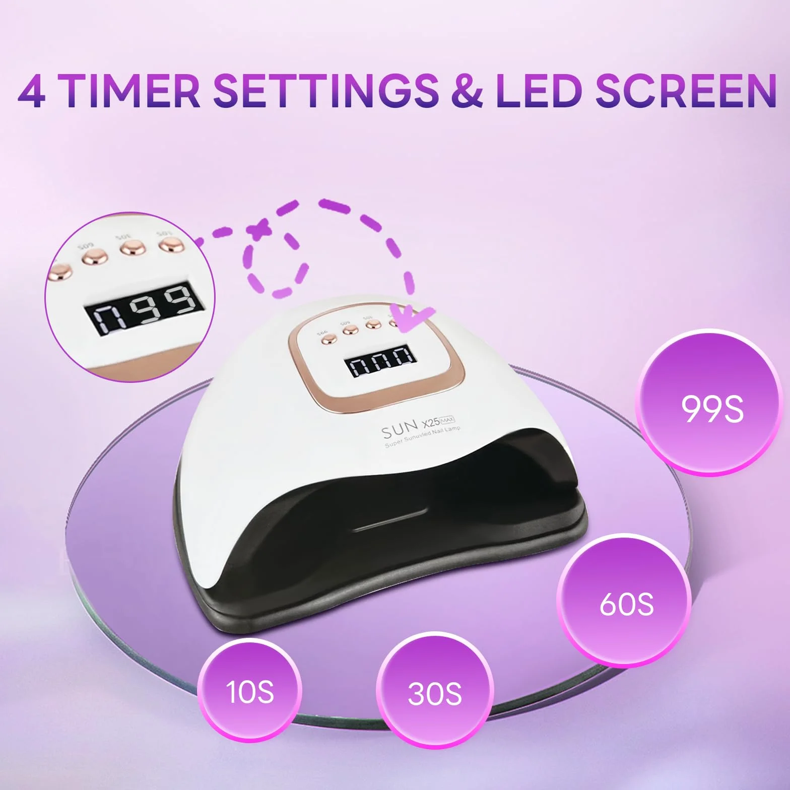 Lámpara de uñas UV LED de 380 W, con 81 perlas LED, secador profesional para esmalte de gel, luz UV con 4 ajustes de temporizador, sensor automático, pantalla LCD