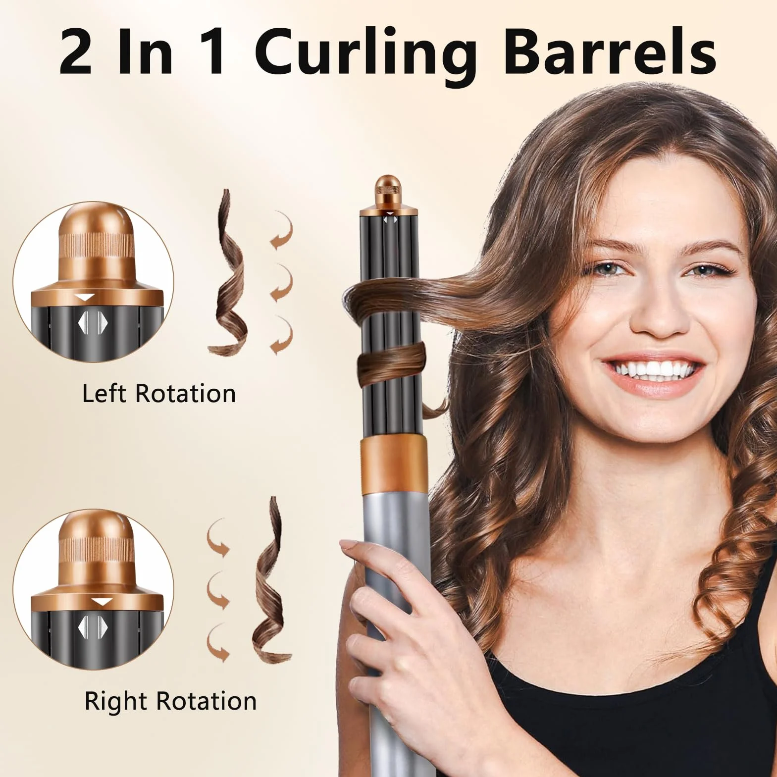 Accesorio de barril rizador largo de 40 mm/1,6 pulgadas para Dyson Airwrap HS01 HS05 HS08, accesorios de barril rizador ajustables bidireccionales con envoltura automática.