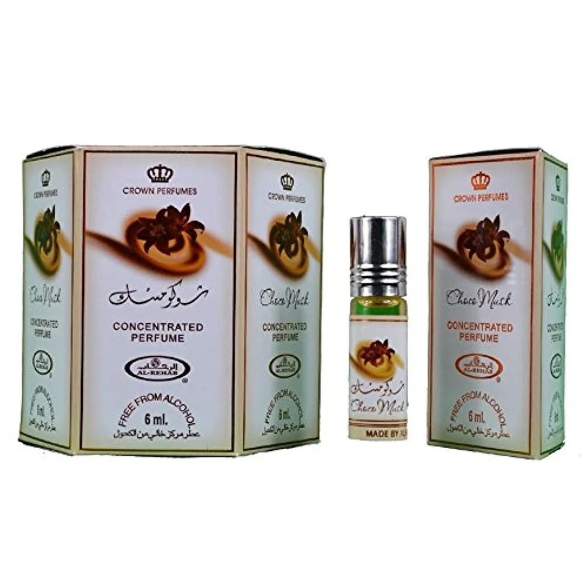 Al Rehab Choco Musk 6 x 6ml Original Halal Attar Oil Base Perfum Last Longer for Men & Women