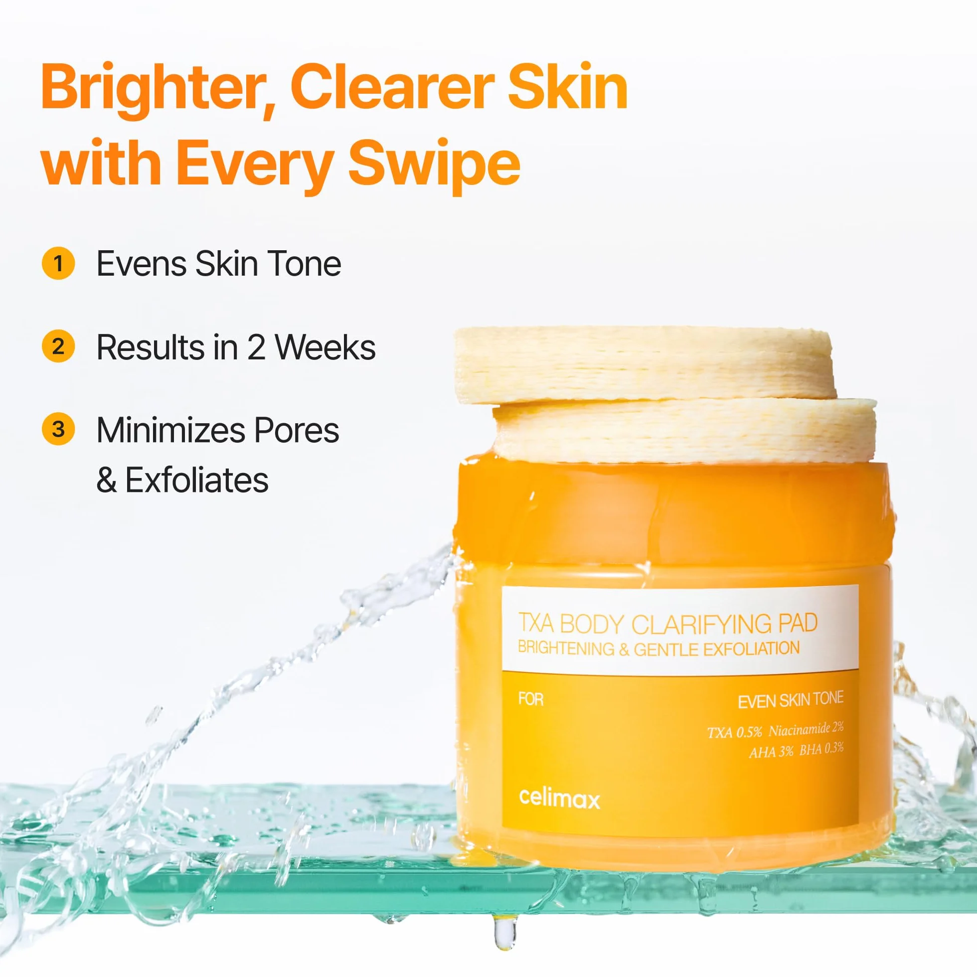 celimax TXA Body Clarifying Pad | Desodorante Pad for Dark Underarms Treatment, Knee & Elbow, Strawberry Skin Care, Smootle Exfoliating & Hydrating Body Scrub (50 almohadillas)