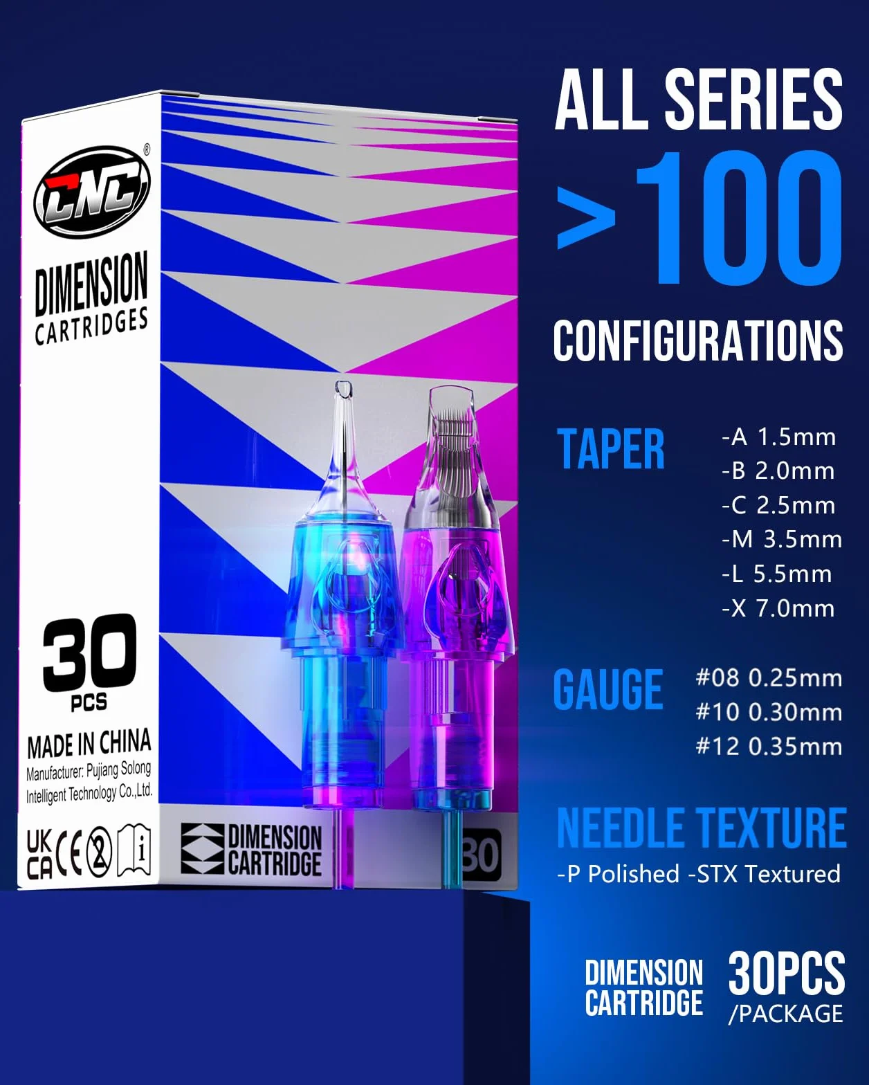 CNC 30 Pcs Cartuchos de Tatuaje Aguja para Tatuar #10 Bugpin Round Shader #12 Standard 5RS 7RS 9RS Tattoo Needles EN04B-30KIT-F