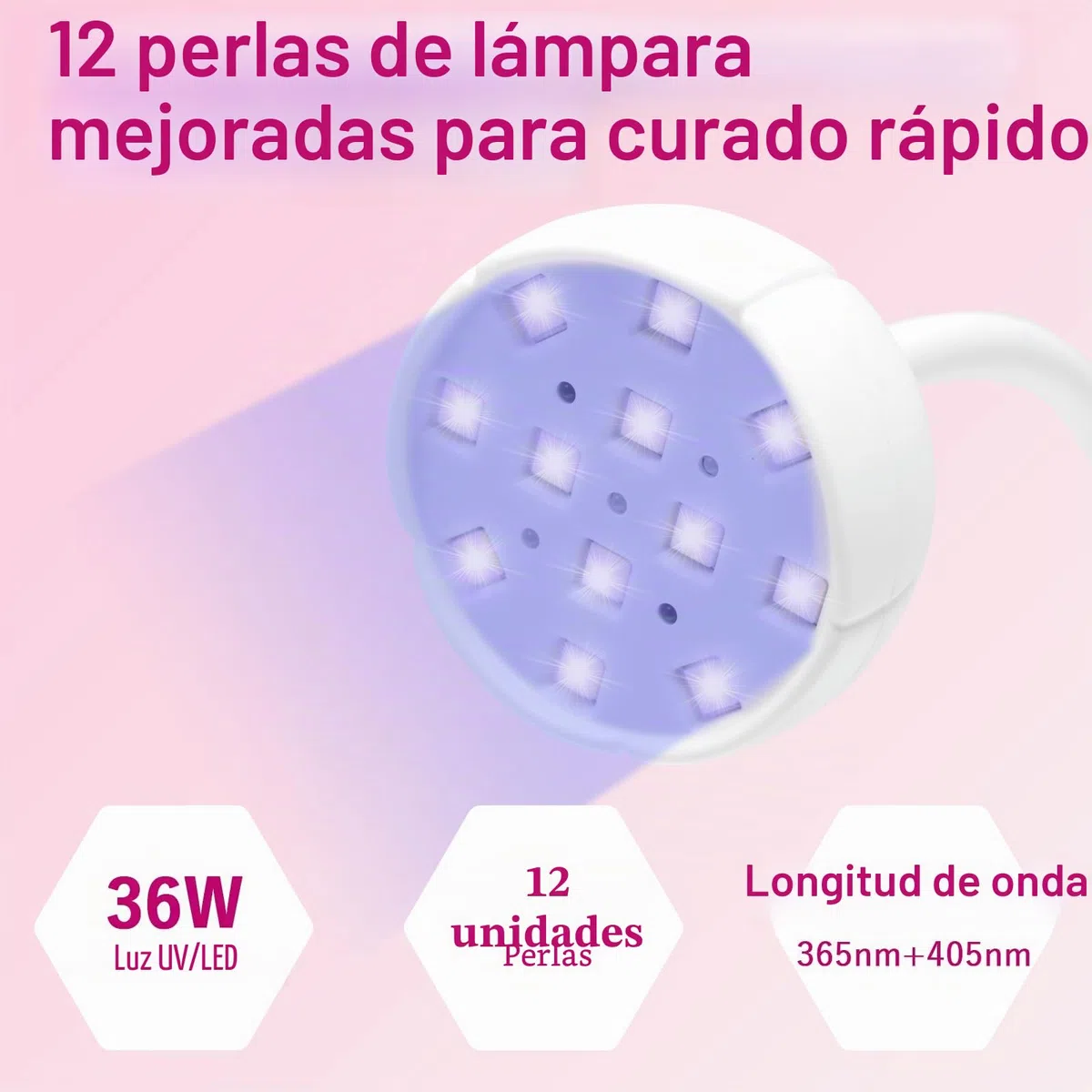 CGBE Mini Lámpara UV Uñas con Sensor Automático Inteligente y Pantalla LCD, 12 Perlas LED Mini Lámpara de Uñas con 4 Modos de Temporizador, 36W Portátil Secador de Uñas Adecuado para Salón y Hogar
