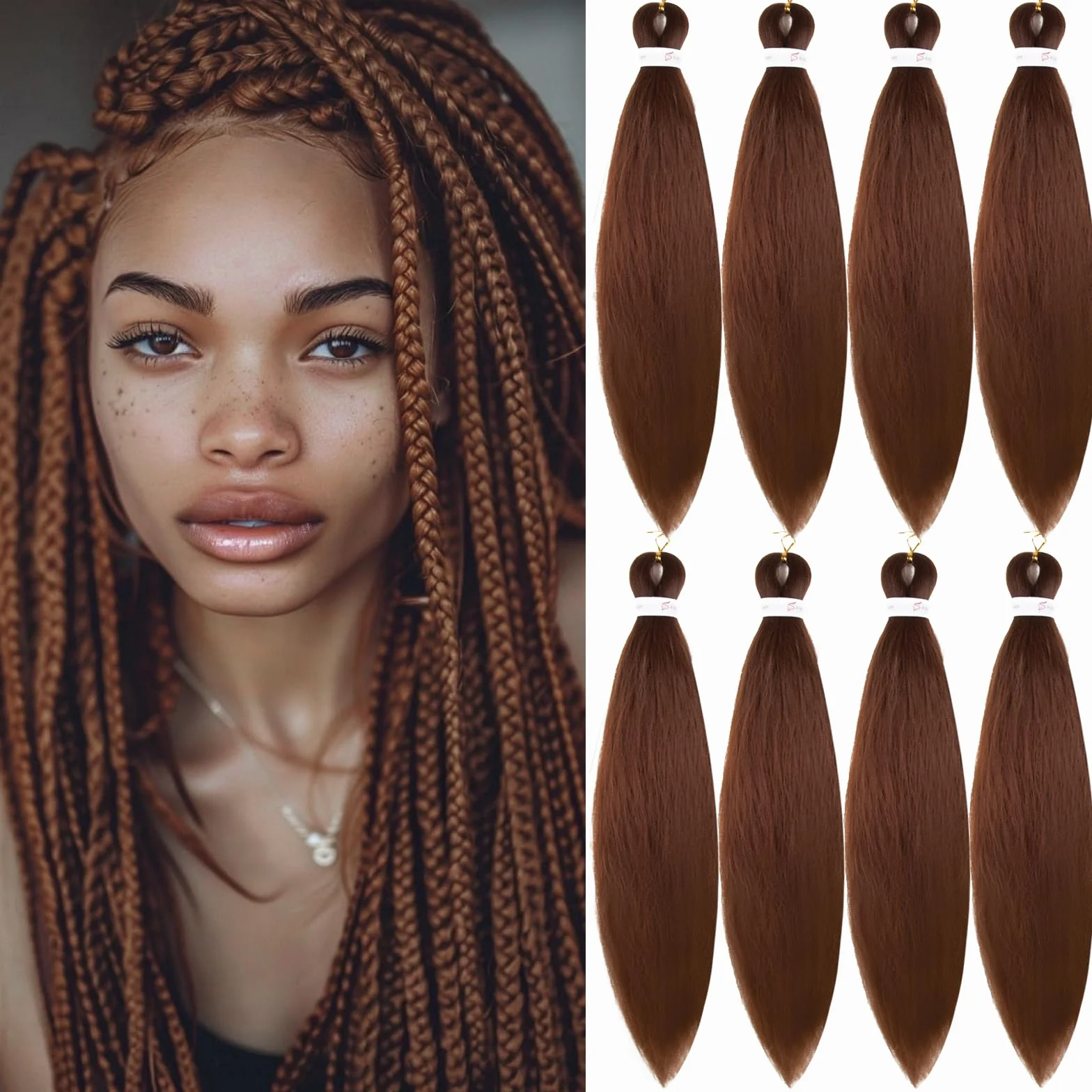 Pre-stretched Braiding Hair Professional Easy Crochet Braid Hair 26 Inch 8 Packs Hot Water Setting Soft Synthetic Braiding Hair Extension for Twist Senegalese Crochet Hair (26 inch, 30#)