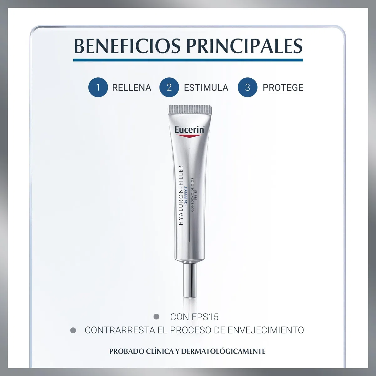 Eucerin Hyaluron-Filler Contorno de Ojos FPS 15 (15 ml), crema antiedad y antiarrugas, crema rellenadora de arrugas con Ácido Hialurónico y protección UVA FPS15 para todo tipo de pieles