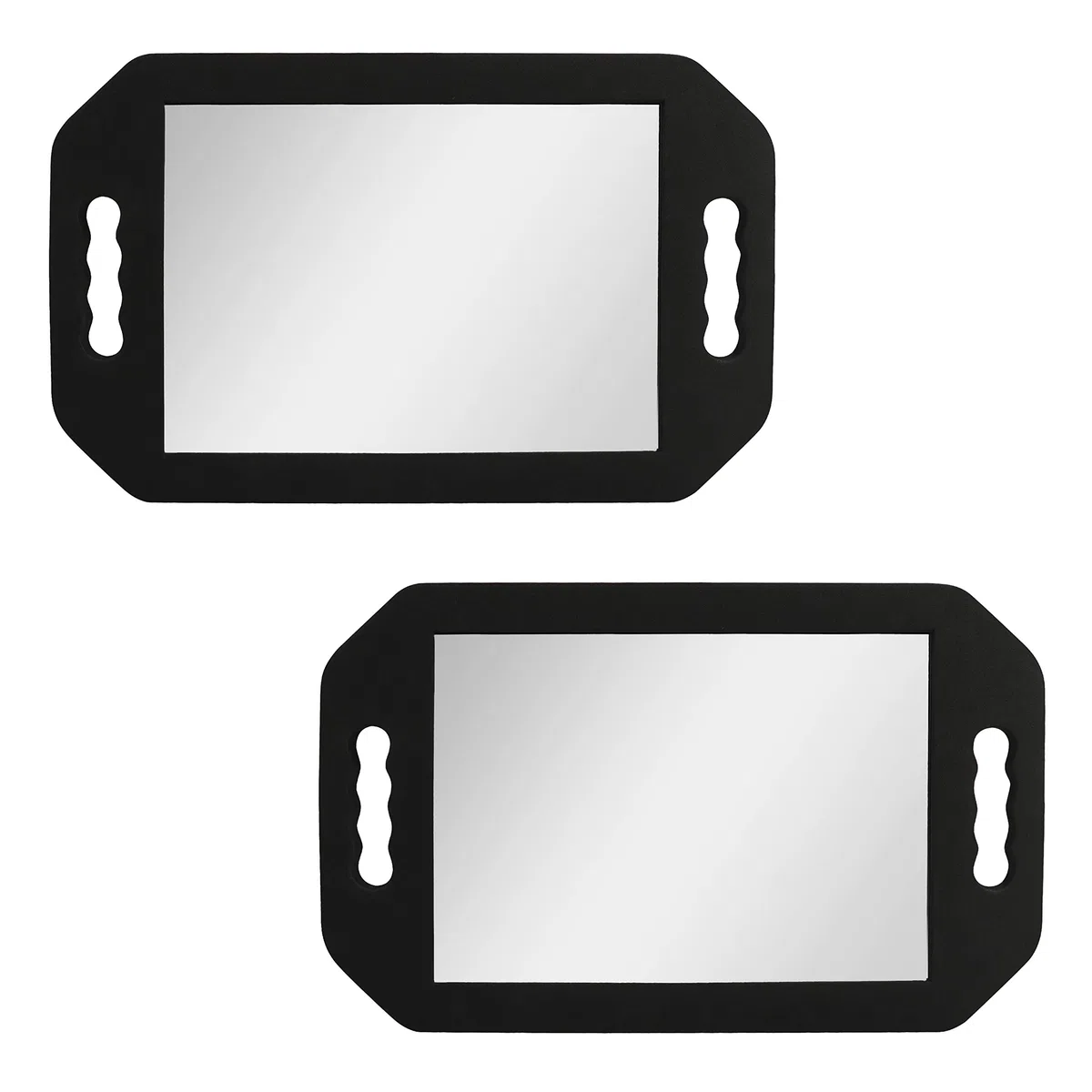 Kurtzy Espejo de Mano Ligero para Peluquería (Pack de 2) - Barbero de Espuma Negro para Salones y Esteticistas - Asa Doble para Cortarse el Pelo y Ver La Parte Trasera de la Cabeza