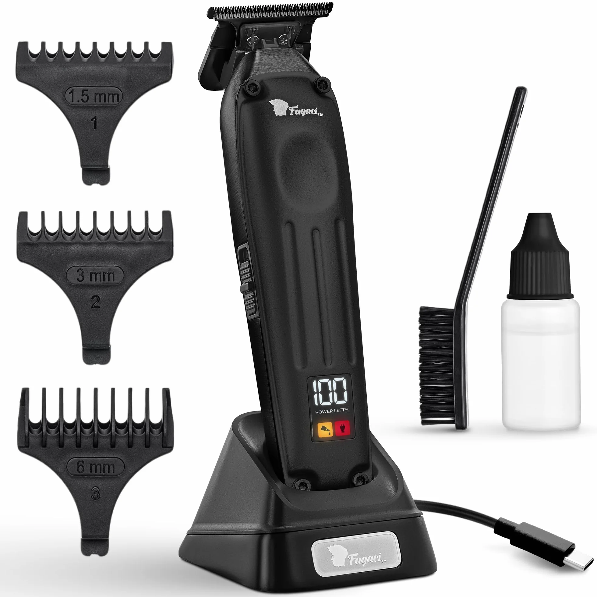 Fagaci Trimmer Profesional Zero Gap, Maquina de Cortar Pelo Hombre 0mm con 5 Veces más Duración del Filo, Cortapelos hombre con Motor sin Escobillas, Cortadora de Pelo Hombre con Cuchilla en T