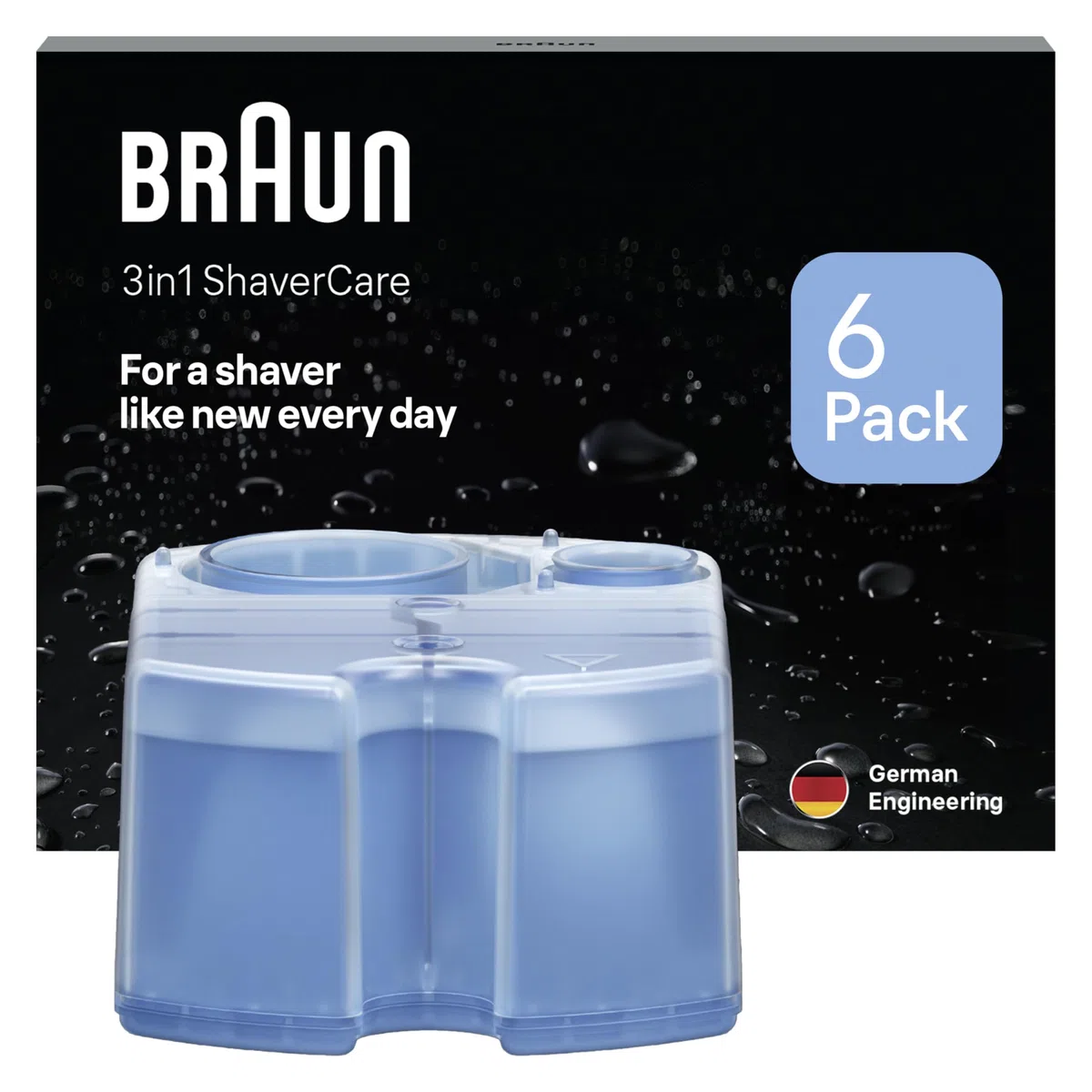 Braun ShaverCare 3en1 Cartuchos para El Centro de Limpieza SmartCare, Pack de 6 - Recambios con Limpiador de Afeitadora Eléctrica Hombre, Aroma Fresco de Limón
