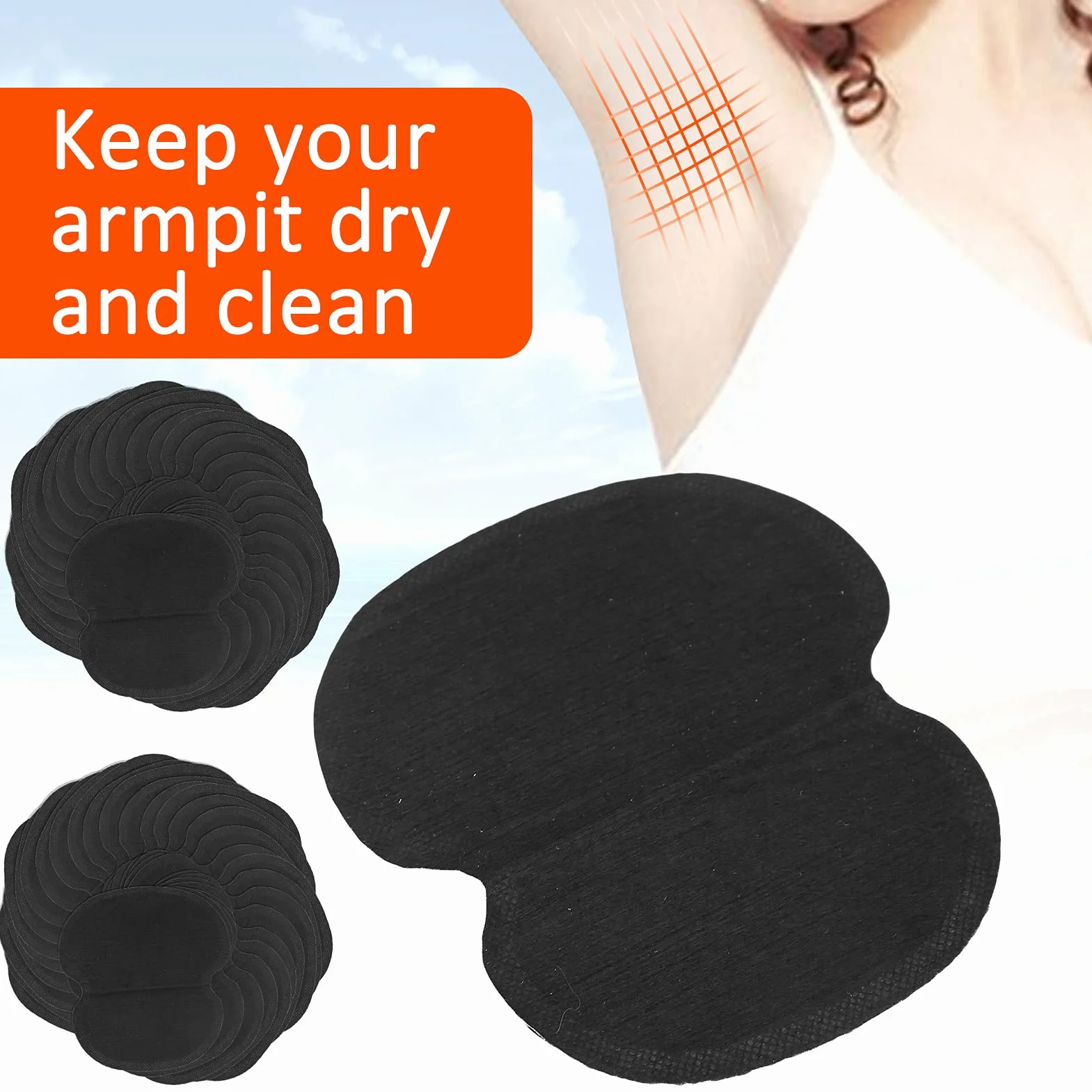 60 uds. Almohadillas para el Sudor de las Axilas, Ropa de Vestir de Tela No Tejida, Almohadillas para el Sudor de las Axilas, Almohadillas Negras para el Sudor para Mujeres,