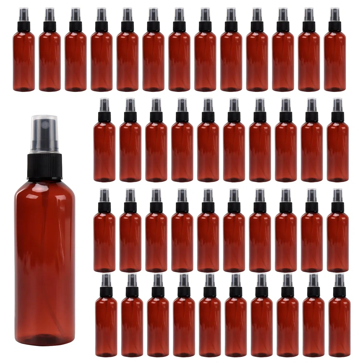 KEILEOHO 40 botellas pulverizadoras pequeñas de 100 ml de plástico con cabezal pulverizador negro, botella vacía para alcohol, cuidado corporal, líquido, cosmética, perfume