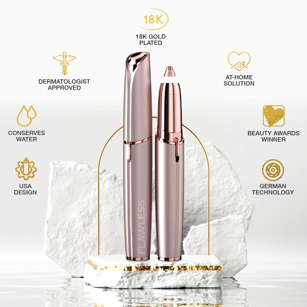 Finishing Touch Flawless Brows, cortapelos de precisión para cejas, nueva generación, suave y sin peligro rubor + espejo