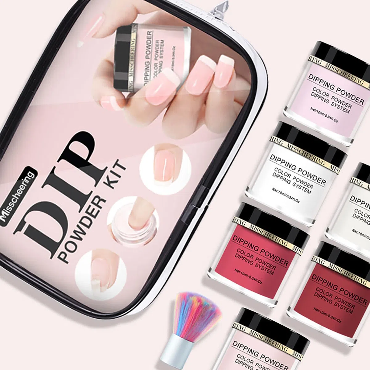 6 Colores Kit de Polvo de Inmersión de Uñas, con Cepillo para Polvo, para Arte de Uñas Francesa Manicura DIY Salon Kit, Regalo para Niñas y Mujeres, #011