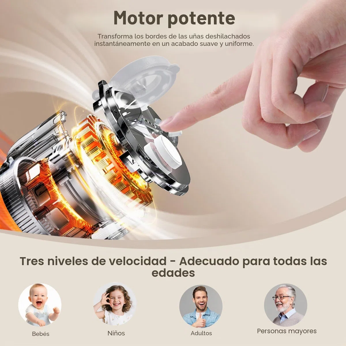 Cortauñas eléctrico 4 en 1 2026 Pro con luz LED y lupa, 3 velocidades para recortar y pulir uñas, Ideal para bebés, personas mayores y adultos, Recorta las uñas fácilmente
