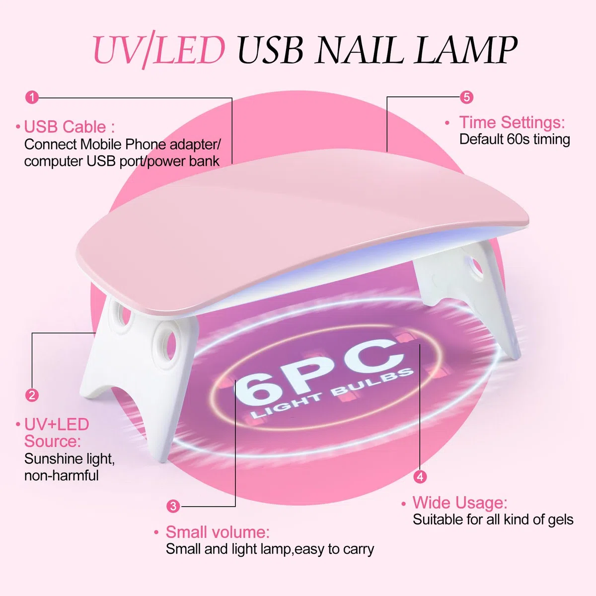 Peacecolor Kit Uñas Acrílicas con 6W Lampara Uñas, 27Pcs Acrilico para Uñas Profesional con 30ml Monomero, Kit de Acrílico Para Extensión de Uñas Acrílicas para Principiantes, Blanco Rosa Nude